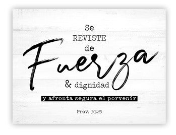 Cuadrito en madera "Se reviste de Fuerza.."
