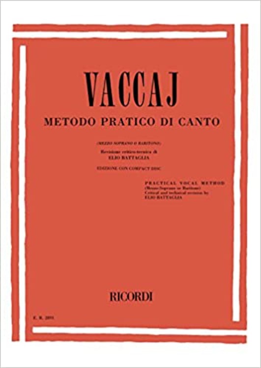 Vaccaj Metodo Practico di Canto (Mezzo Soprano o Barítono)