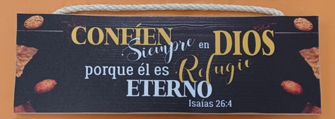 Cuadro rectangular 11.5 x 4" con soga "Levántate" "Castillo" "Eterno"