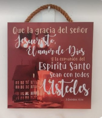 Cuadrito en madera 6"x6" con soga