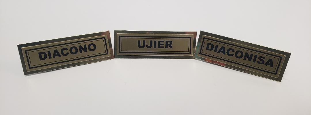 ID Magnéticos para 'Ujier', 'Diácono' o 'Diaconisa' metálico